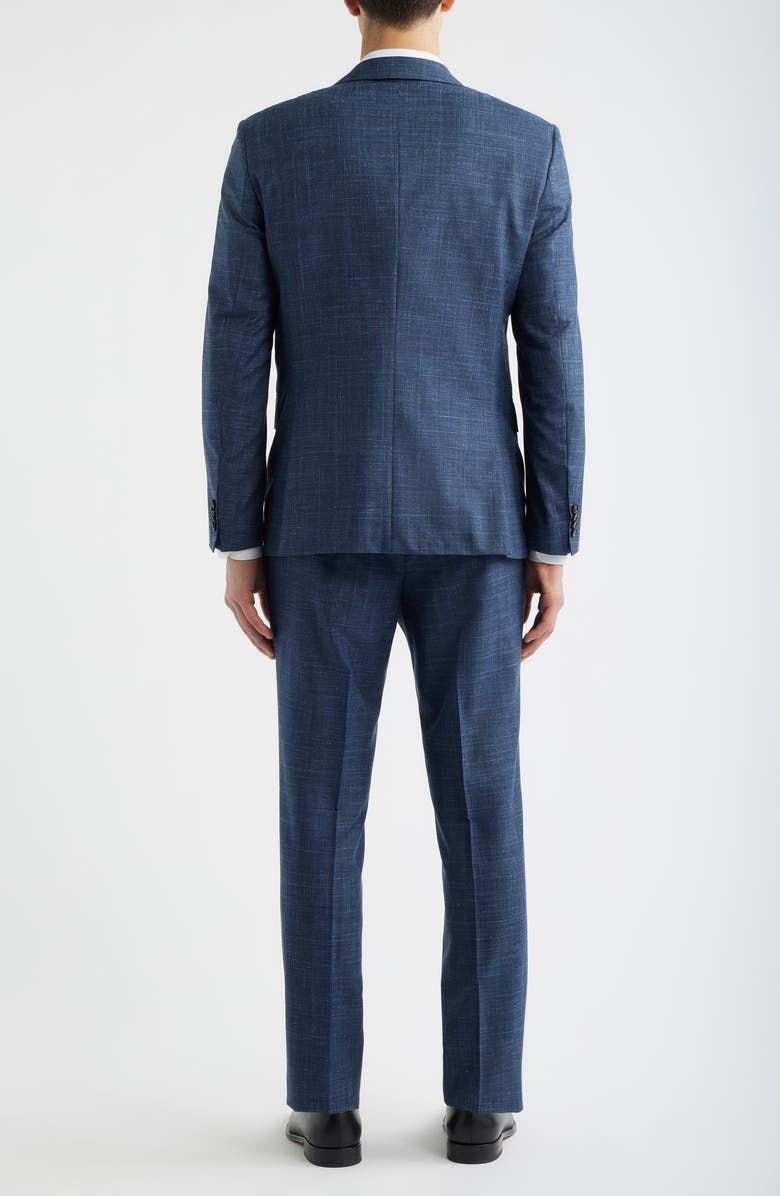 BOSS Huge Slim Fit Blue Slub Mélange Wool Blend Suit, Alternate, color, Open Blue