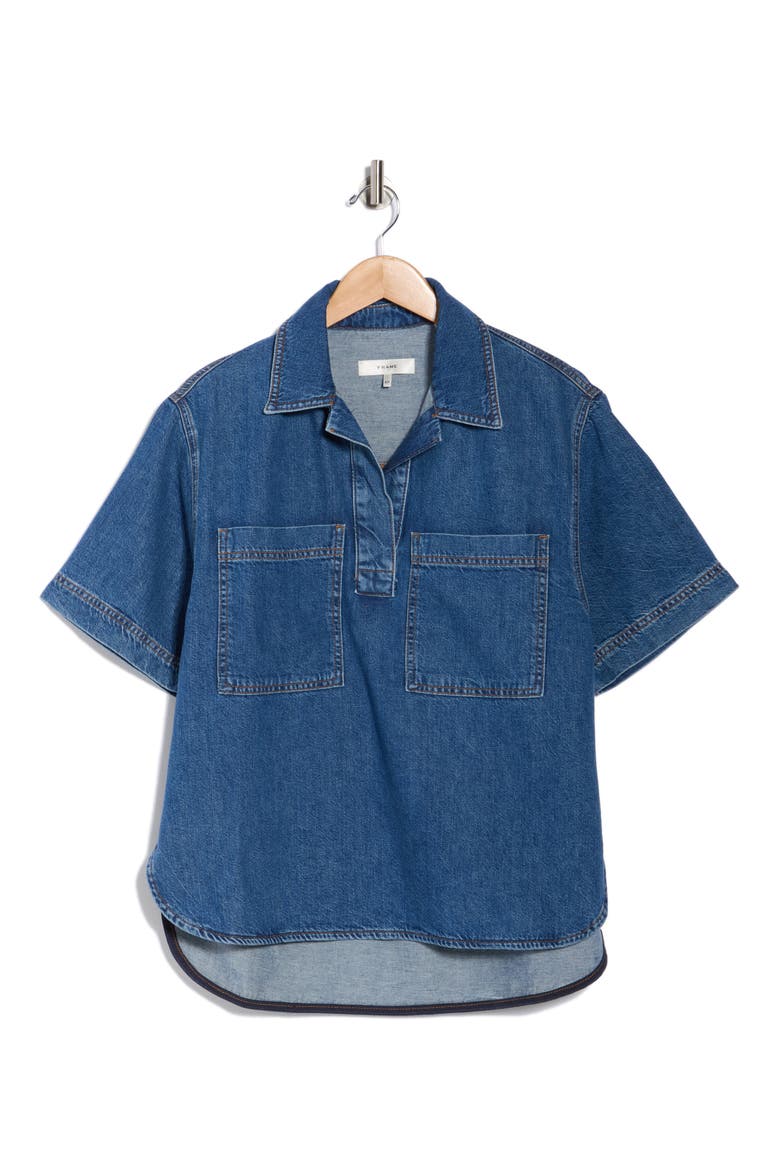 The High-Low Denim Shirt, Alternate, color, VESSEL
