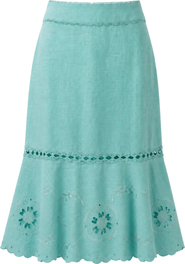 Cartolina Marlo Embroidered Linen Midi Skirt