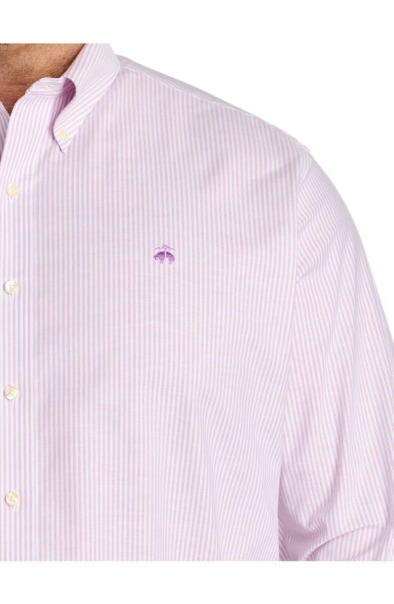 Brooks Brothers Big & Tall Non-Iron Striped Sport Shirt, Alternate, color, Bodacious Pink