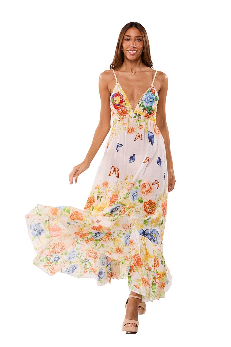 Floral Maxi Dress, Alternate, color, WHITE