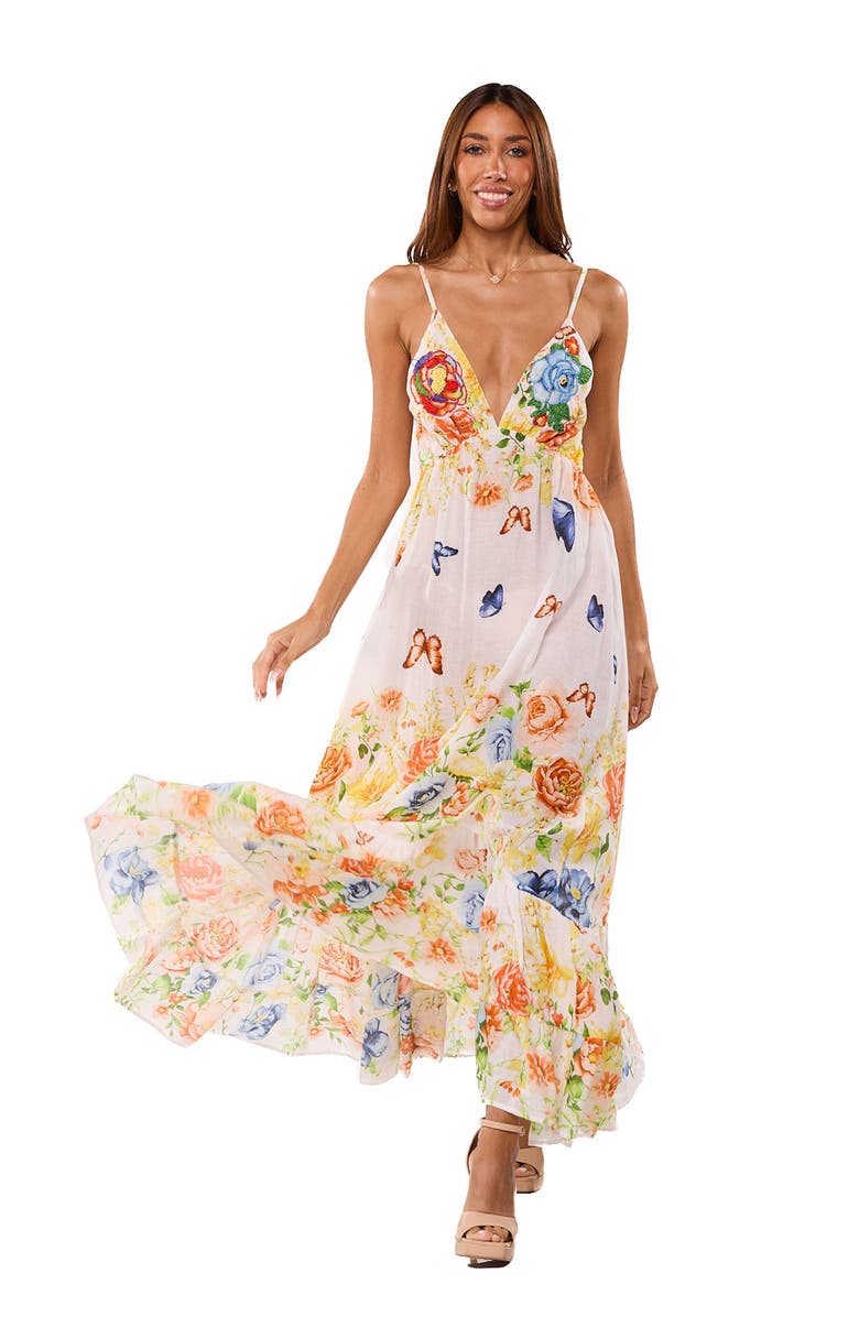 RANEES Floral Maxi Dress, Alternate, color, White