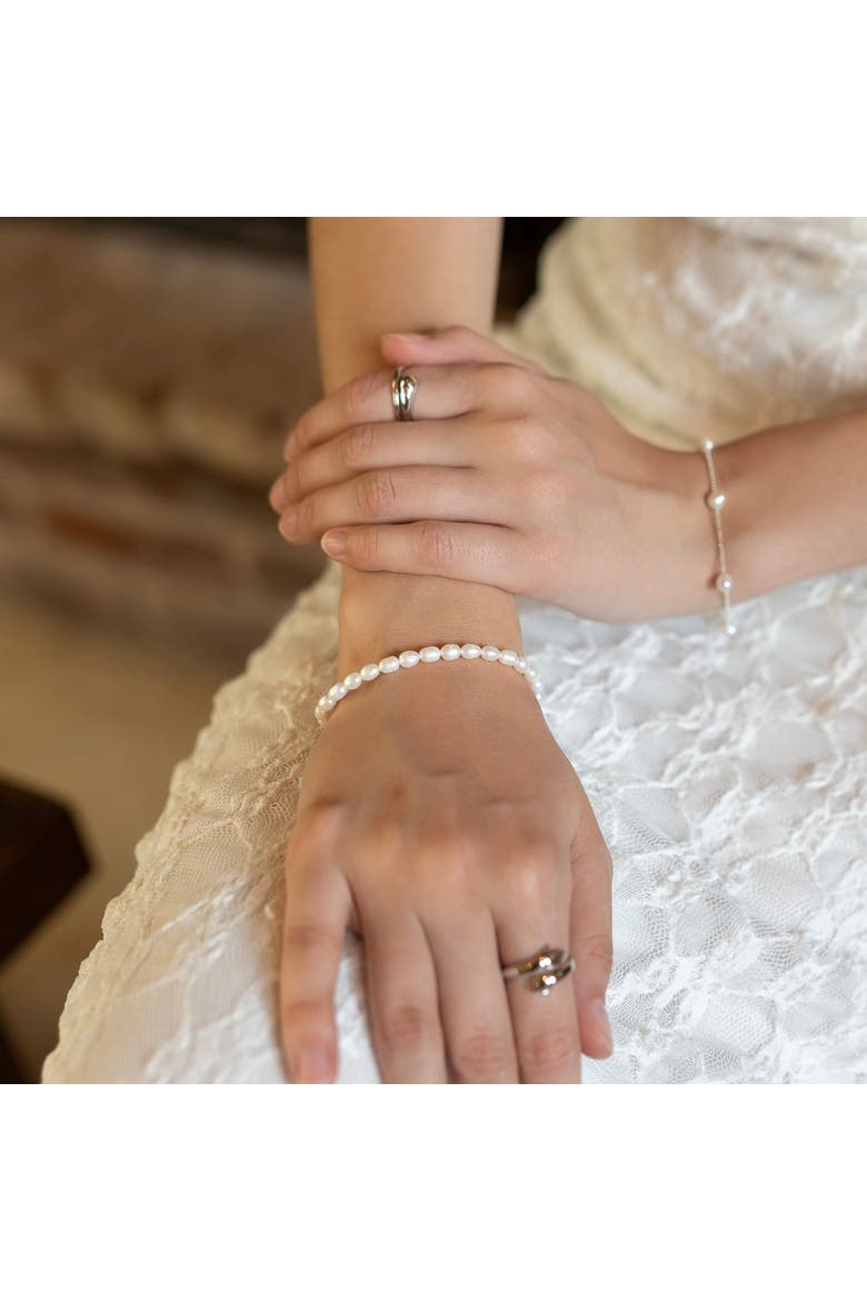 Natural Freshwater Real Seed Pearl Strand Bracelet, Alternate, color, Silver