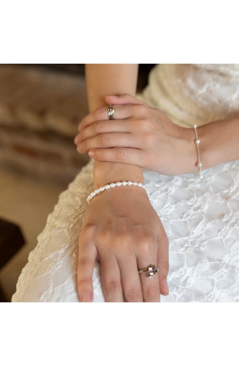 Spero London Natural Freshwater Real Seed Pearl Strand Bracelet, Alternate, color, Silver