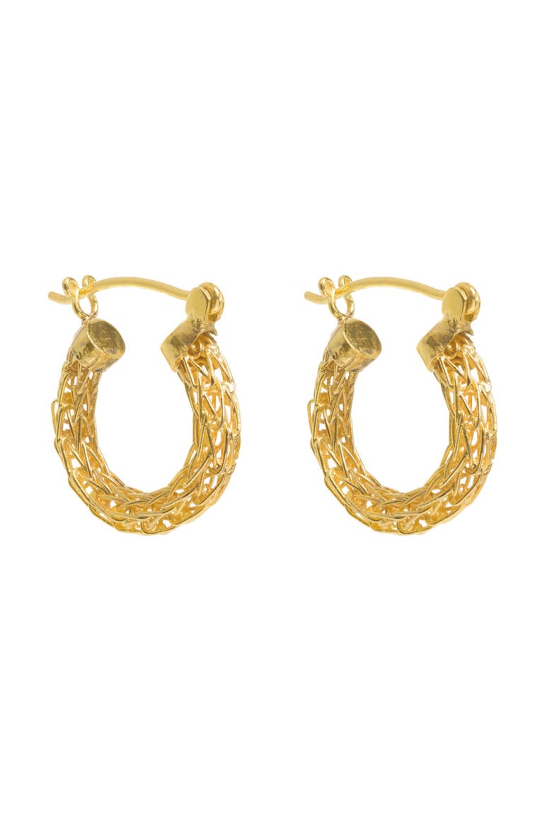 'Woven for Women' Mini Hoops, Main, color, Gold