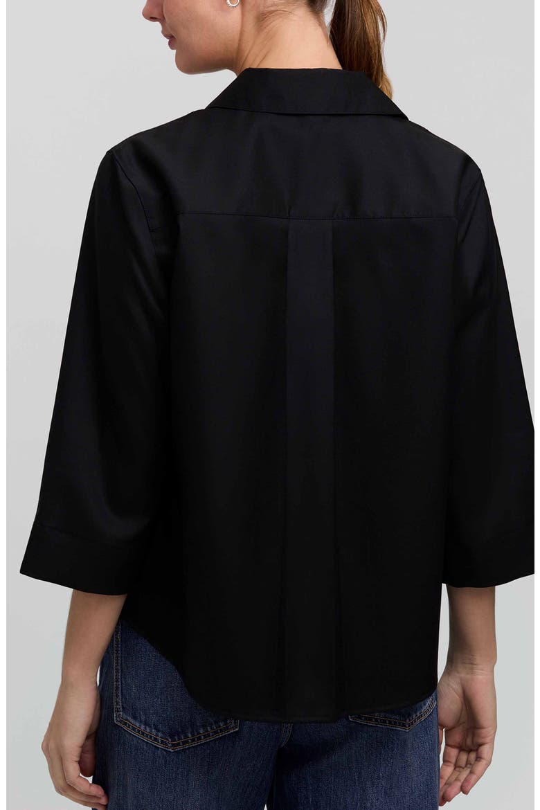 Cleo 34 Pleated Cotton Blend Shirt, Alternate, color, BLACK