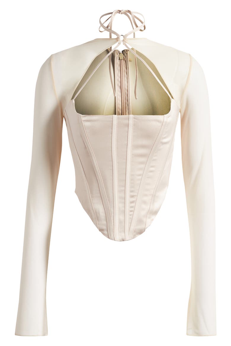 Know You Long Sleeve Corset Top, Alternate, color, VANILLA