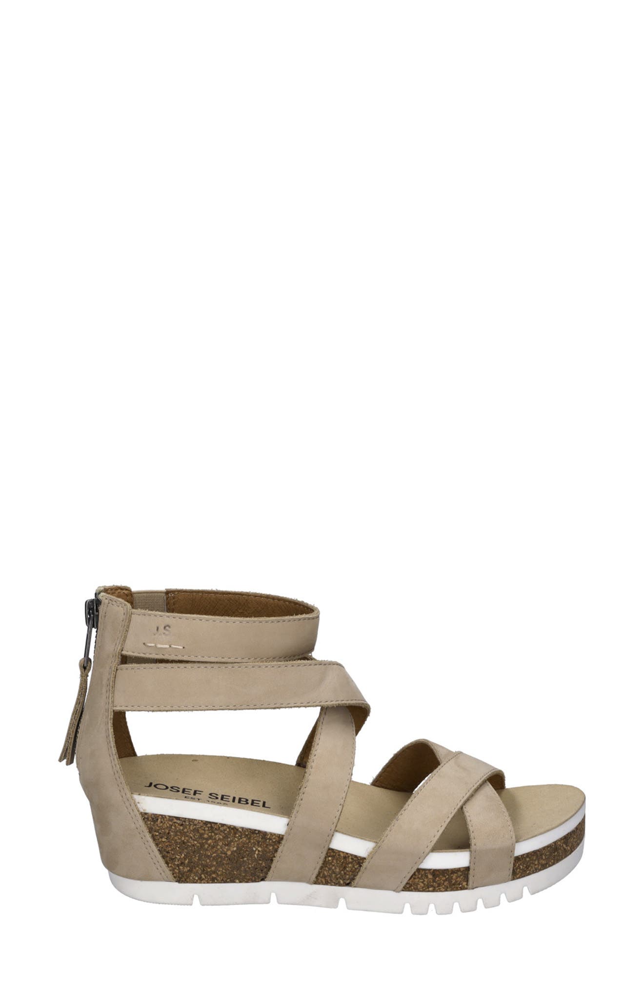 Josef Seibel Quinn 05 Ankle Strap Wedge Sandal, Alternate, color, Beige