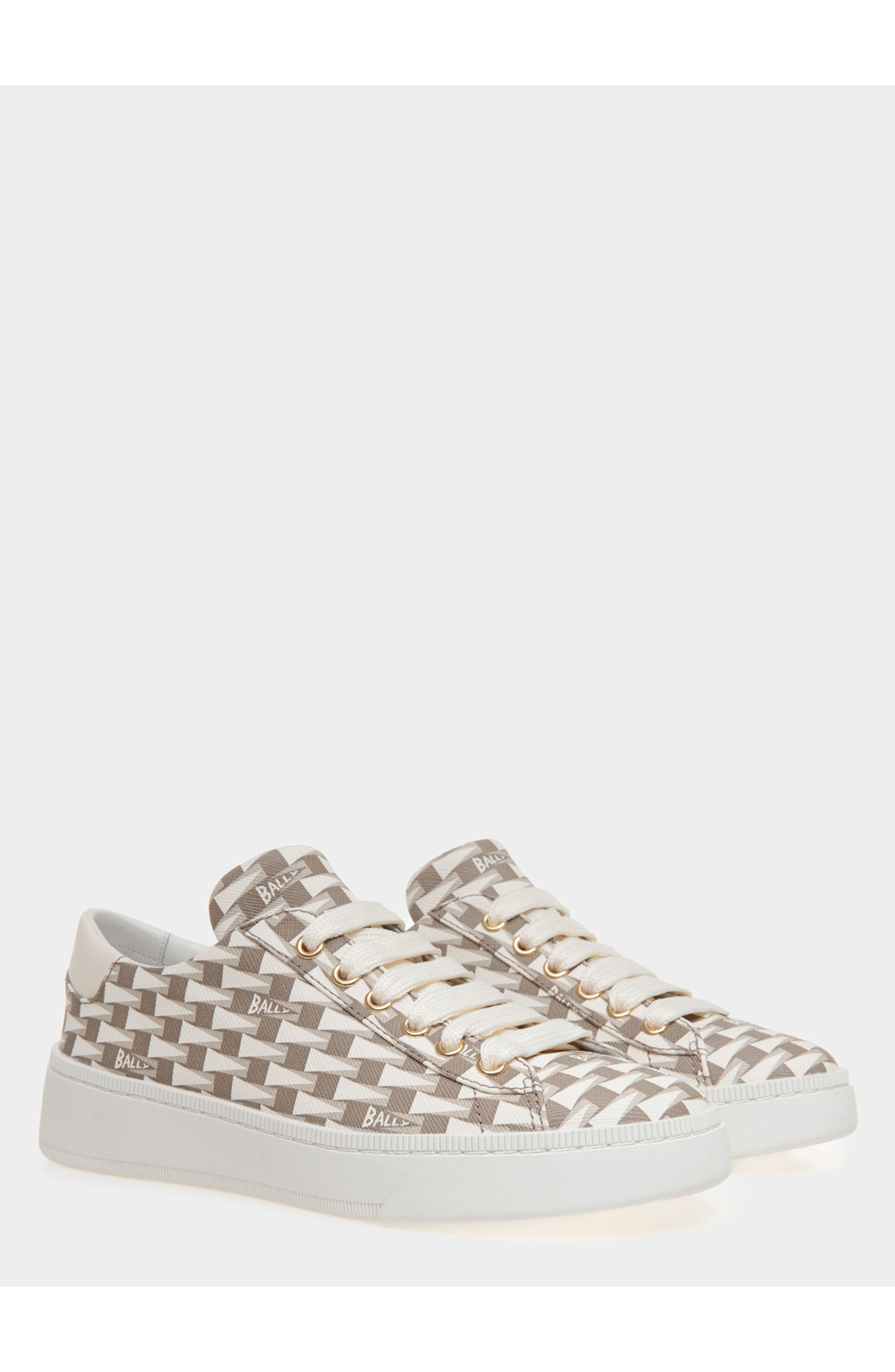 Bally Raise Sneaker in Pennant Motif Fabric, Alternate, color, Natural