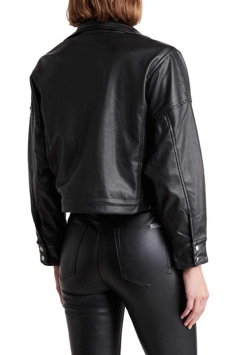 Faux Leather Moto Jacket, Alternate, color, BLACK