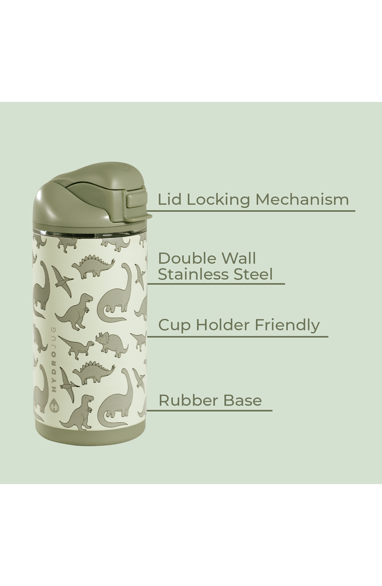 HydroJug Ease2o Kids 14oz Insulated Stainless Steel Water Bottle With Dual Lid, Alternate, color, Dinosaur