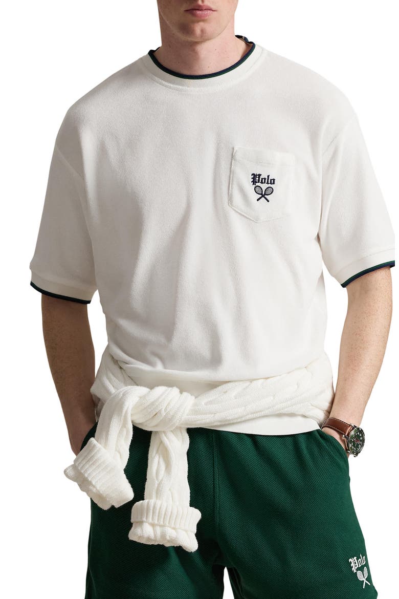 Relaxed Terry Short Sleeve Sweatshirt, Main, color, WHITE