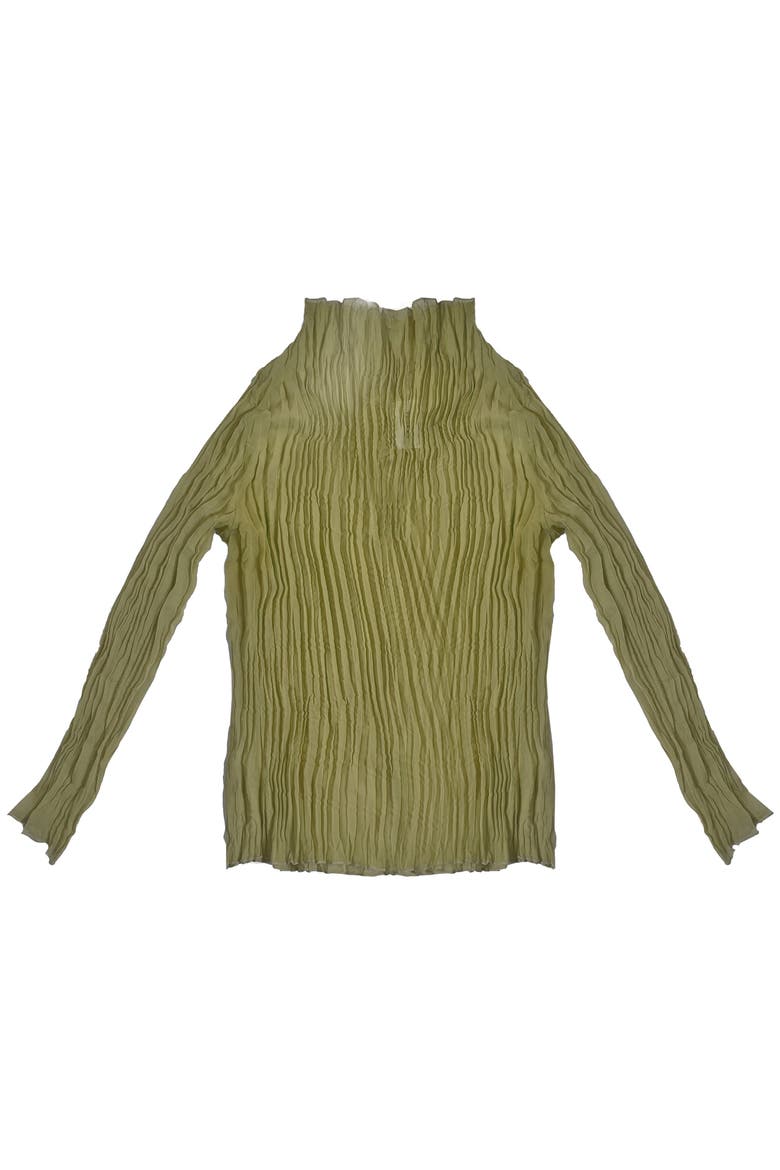 Esme Pleated Funnel Neck Top, Alternate, color, Olive Green