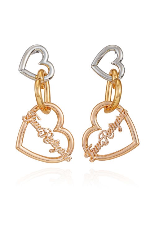 True Religion Linked Heart Linear Earring In Gold