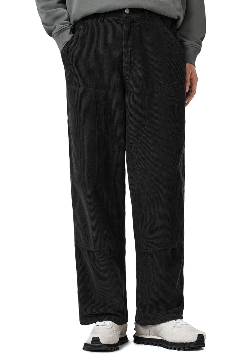 Dustan Cotton Corduroy Wide Leg Pants, Main, color, LIQUORICE BLACK