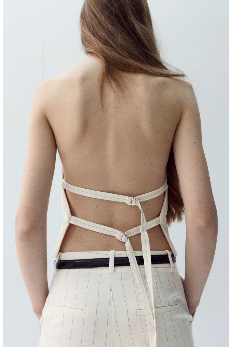 Open Back Halter Top, Alternate, color, ECRU
