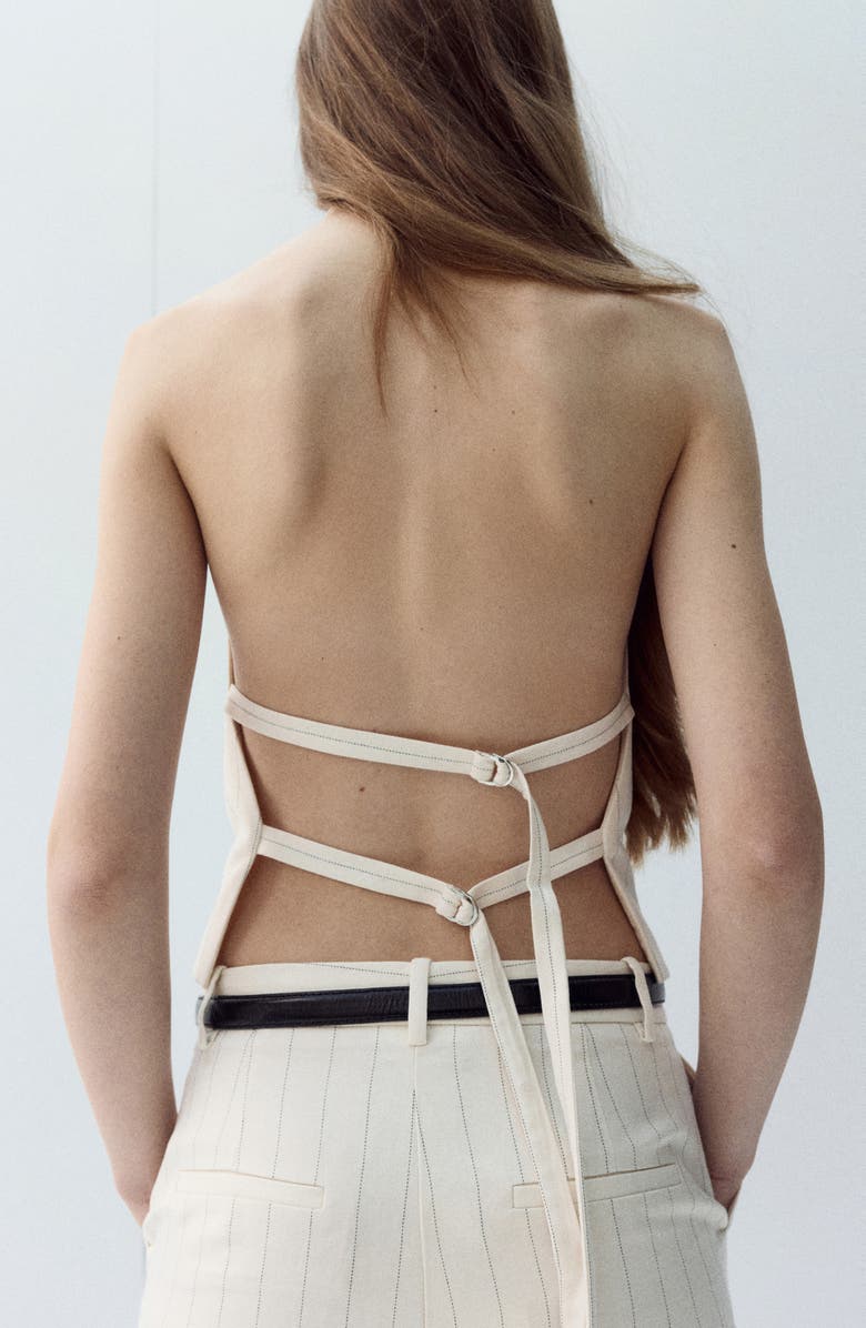 MANGO Open Back Halter Top, Alternate, color, Ecru