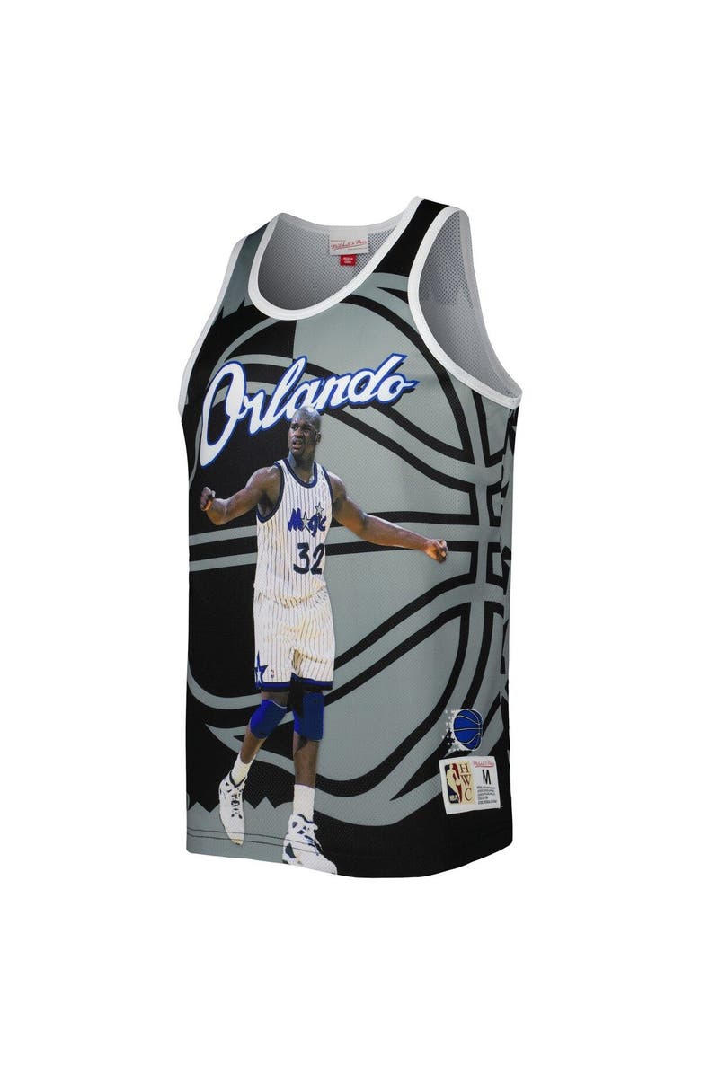 Mitchell & Ness Men's Mitchell & Ness Shaquille O'Neal Black/Gray Orlando Magic Sublimated Player Tank Top, Alternate, color, 