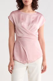 Renee C Cross Front Satin Top