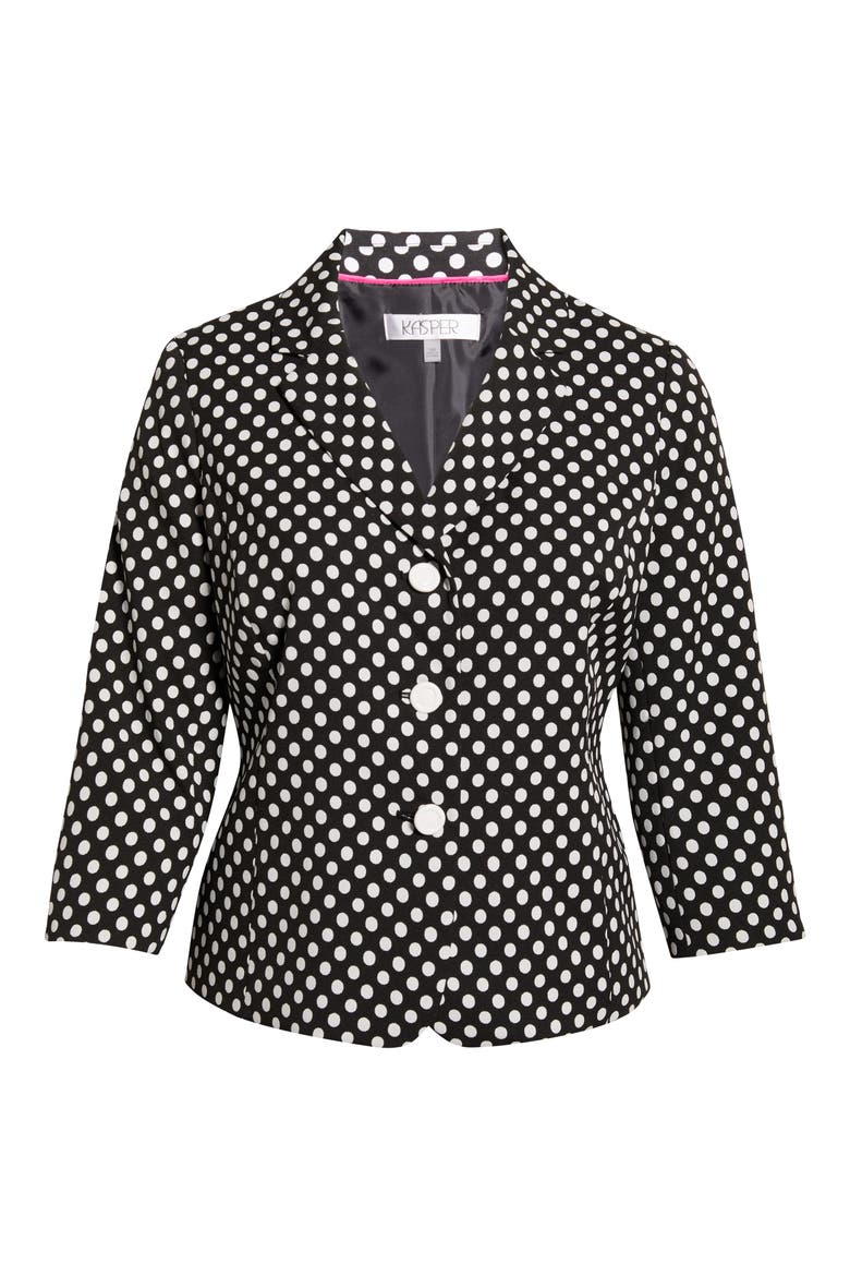 Dot Three Button Jacket, Alternate, color, BLACK/ LILY WHITE