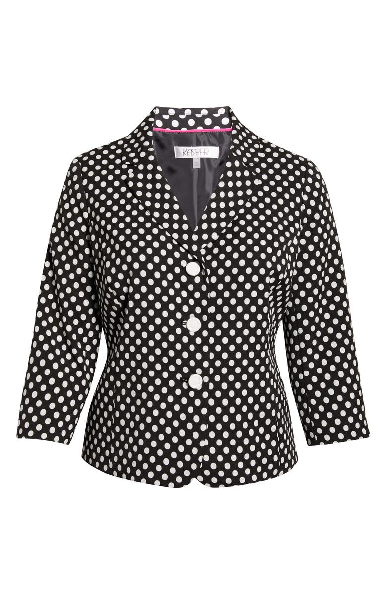 KASPER Dot Three Button Jacket, Main, color, Black/ Lily White