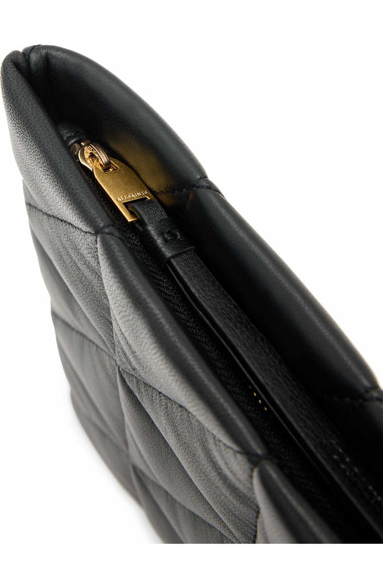 AllSaints Bettina Quilted Leather Clutch, Alternate, color, Black