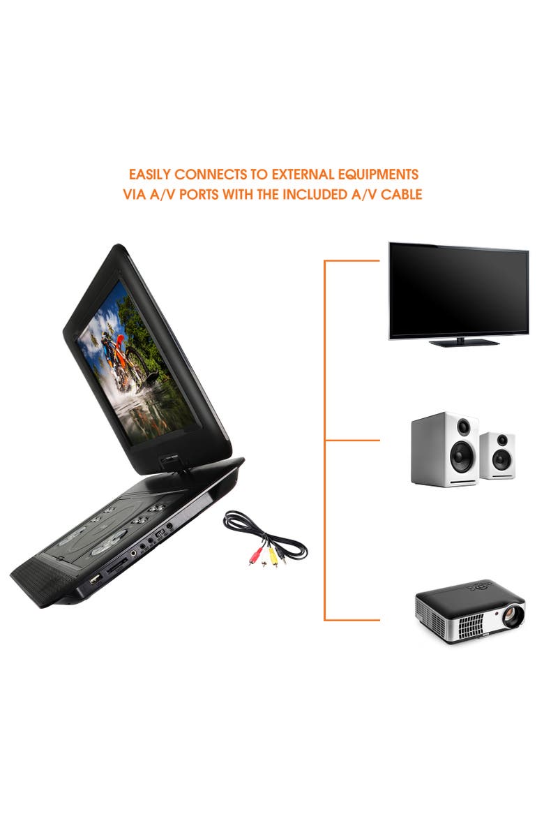 Trexonic 15.4in Portable DVD Player with TFT LCD Screen and HDMI/USB/SD/AV Inputs, Alternate, color, Black