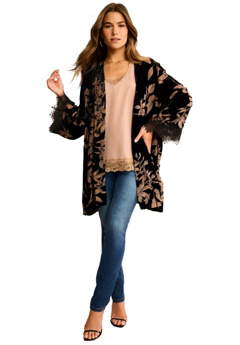 Plus Size Velour Embroidered Wrap