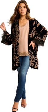 Roaman's Plus Size Velour Embroidered Wrap