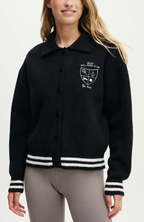 Cotton On Body Active Knitted Graphic Bomber In Black Heritage Club