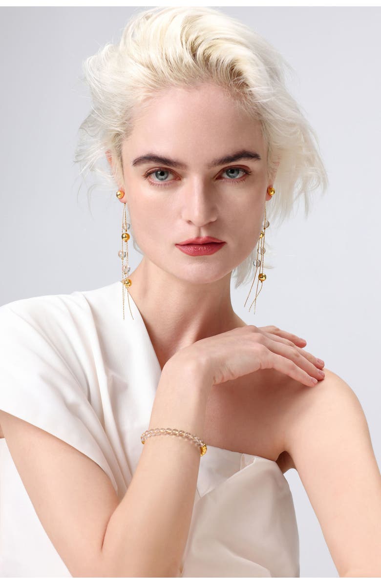 Classicharms FrostLily Clear Crystal and Bead Drop Earrings, Alternate, color, Gold