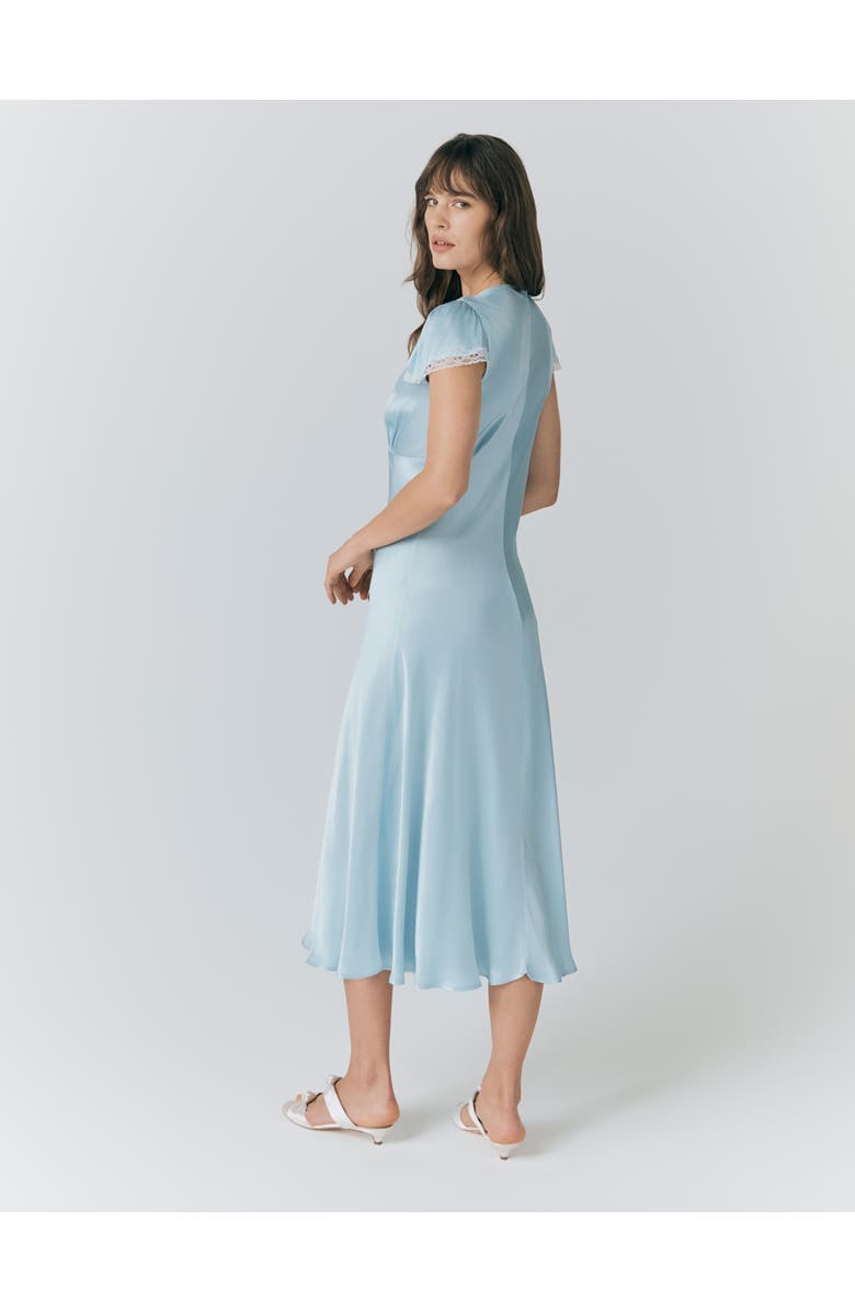 Ghost London Lillie Lace Trim Satin Dress, Alternate, color, Light Blue