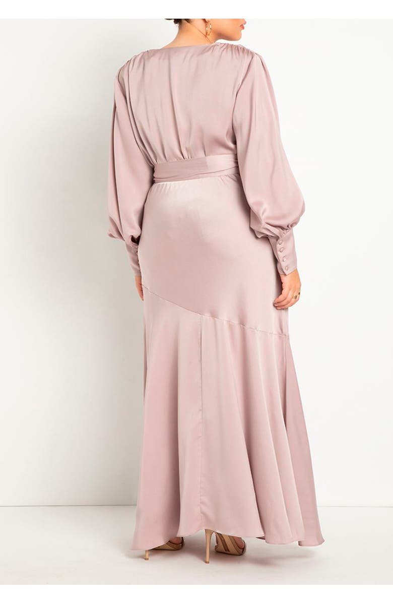 ELOQUII Satin Maxi Dress, Alternate, color, Black Onyx