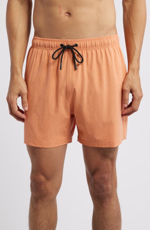 Sechura Solid Orange Premium Mid Length Swim Trunks