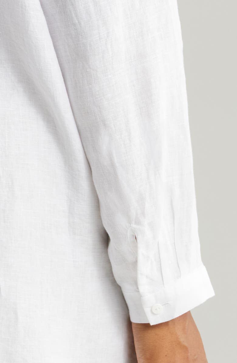 Eileen Fisher Classic Easy Organic Linen Button-Up Shirt, Alternate, color, White