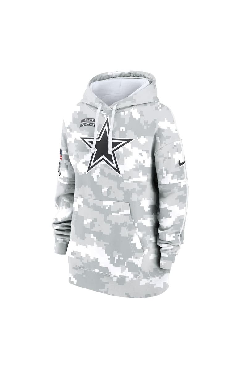 Nike Women's Nike Arctic Camo Dallas Cowboys 2024 Salute To Service Club Fleece Oversized Pullover Hoodie, Alternate, color, 