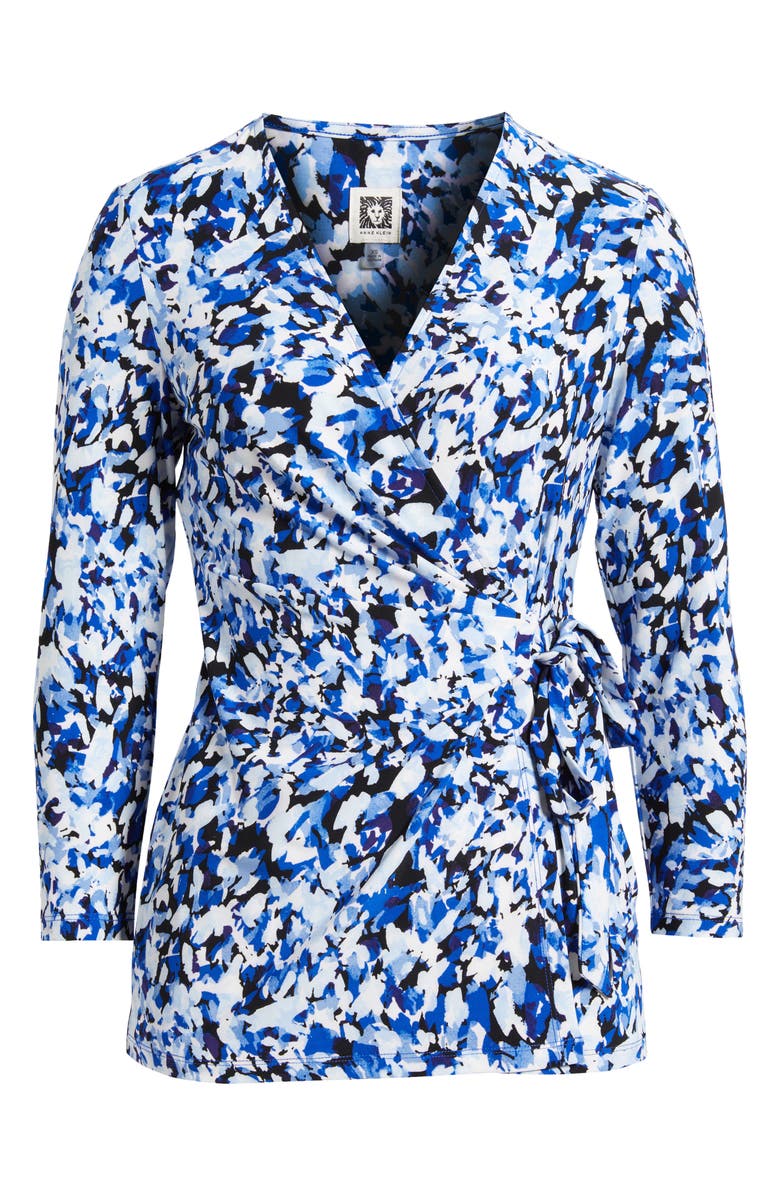 Anne Klein Abstract Print Knit Wrap Top, Alternate, color,