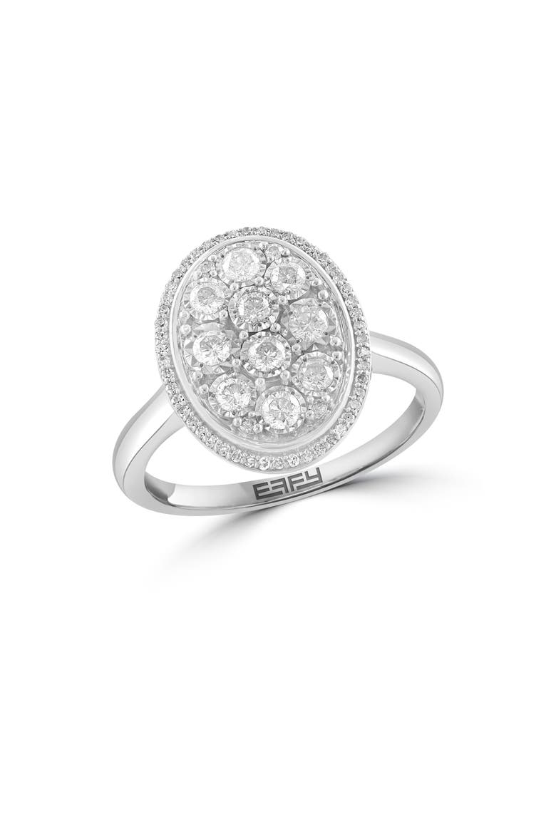 Sterling Silver Diamond Halo Ring, Main, color, WHITE