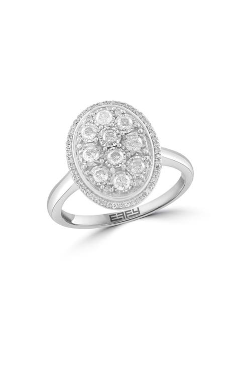 Sterling Silver Diamond Halo Ring