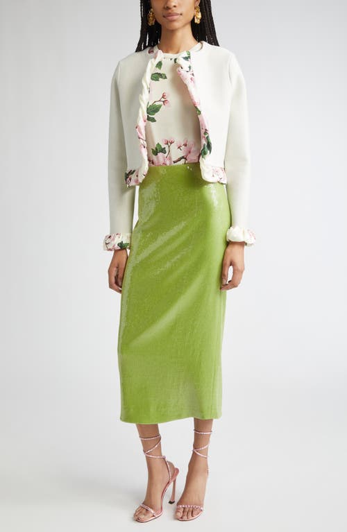 Oscar De La Renta Cherry Blossom Inset Sweater Tank