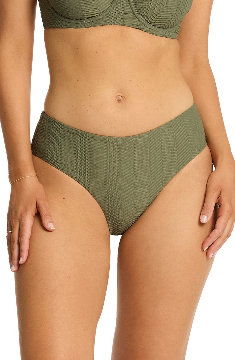 Sea Level Caracus Mid Rise Bikini Bottoms, Main, color, Khaki