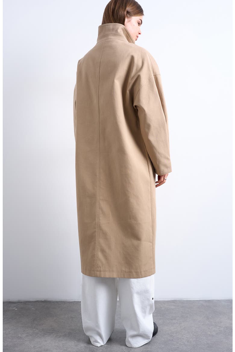 Stand Collar Longline Coat, Alternate, color, BEIGE