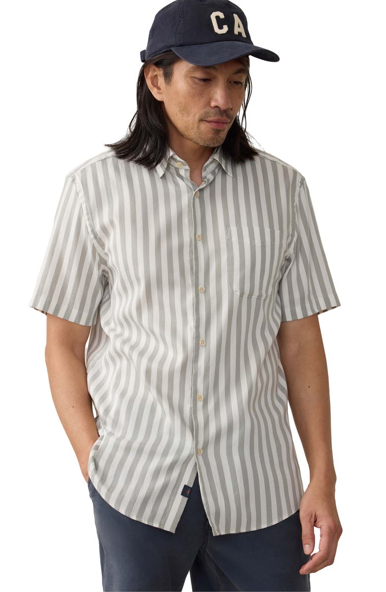 Faherty Movement Monterrey Short Sleeve Button-Up Shirt, Alternate, color, Clover Valley Stripe