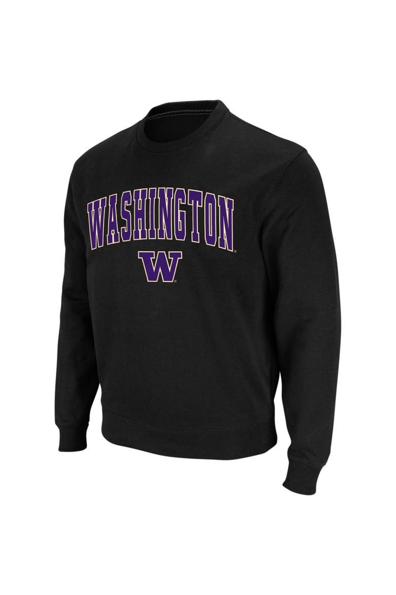 Men's Colosseum Black Washington Huskies Arch & Logo Crew Neck Sweatshirt, Alternate, color, Black