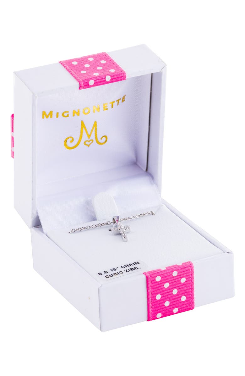 Mignonette Sterling Silver Cross Necklace, Alternate, color, Silver
