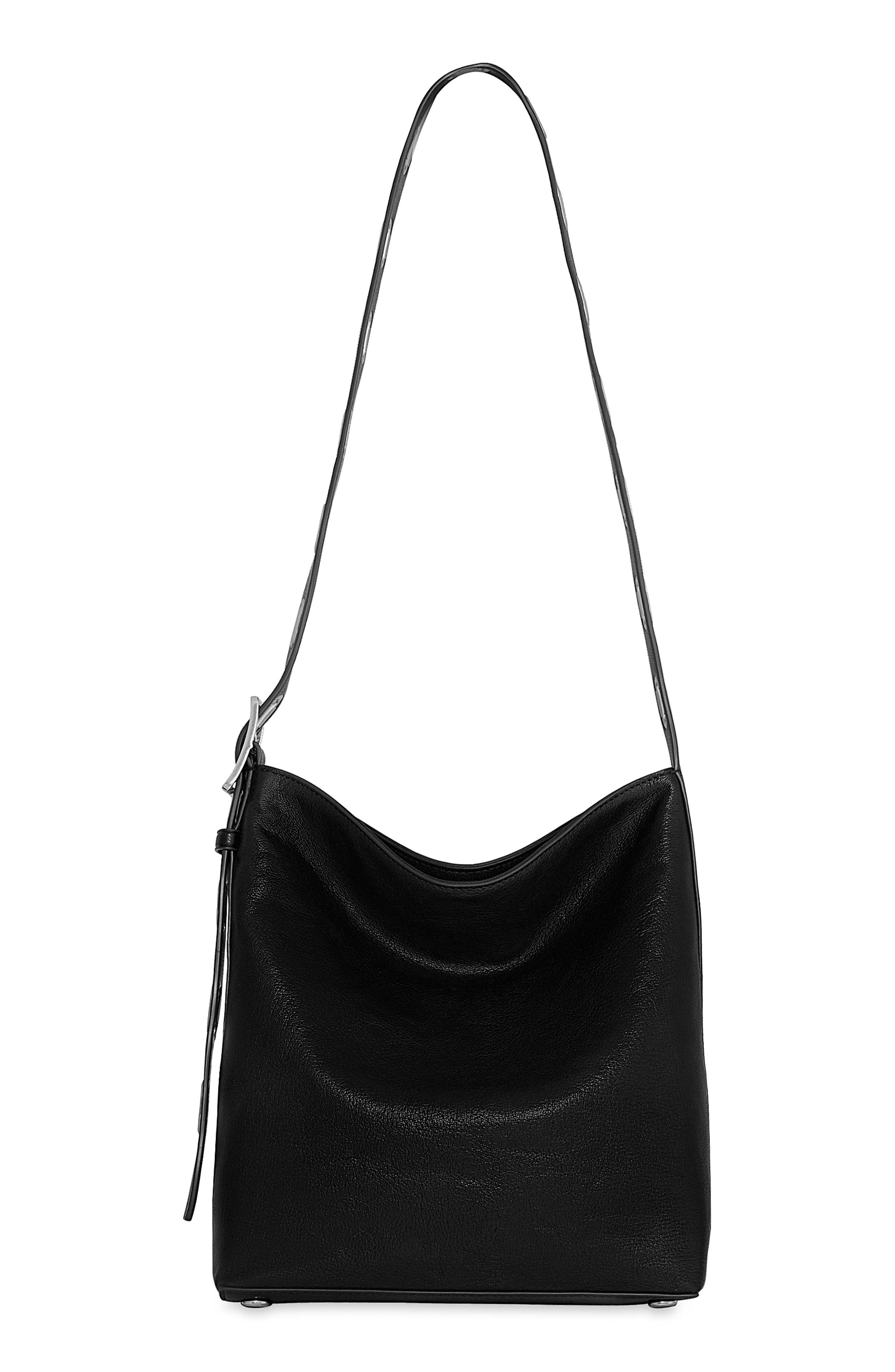 Rebecca Minkoff Crosby Leather Bucket Bag, Main, color, Black