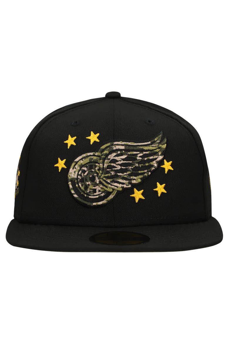Men's New Era  Black Detroit Red Wings Military Appreciation Digital Camo Stars 59FIFTY Fitted Hat, Alternate, color, Black