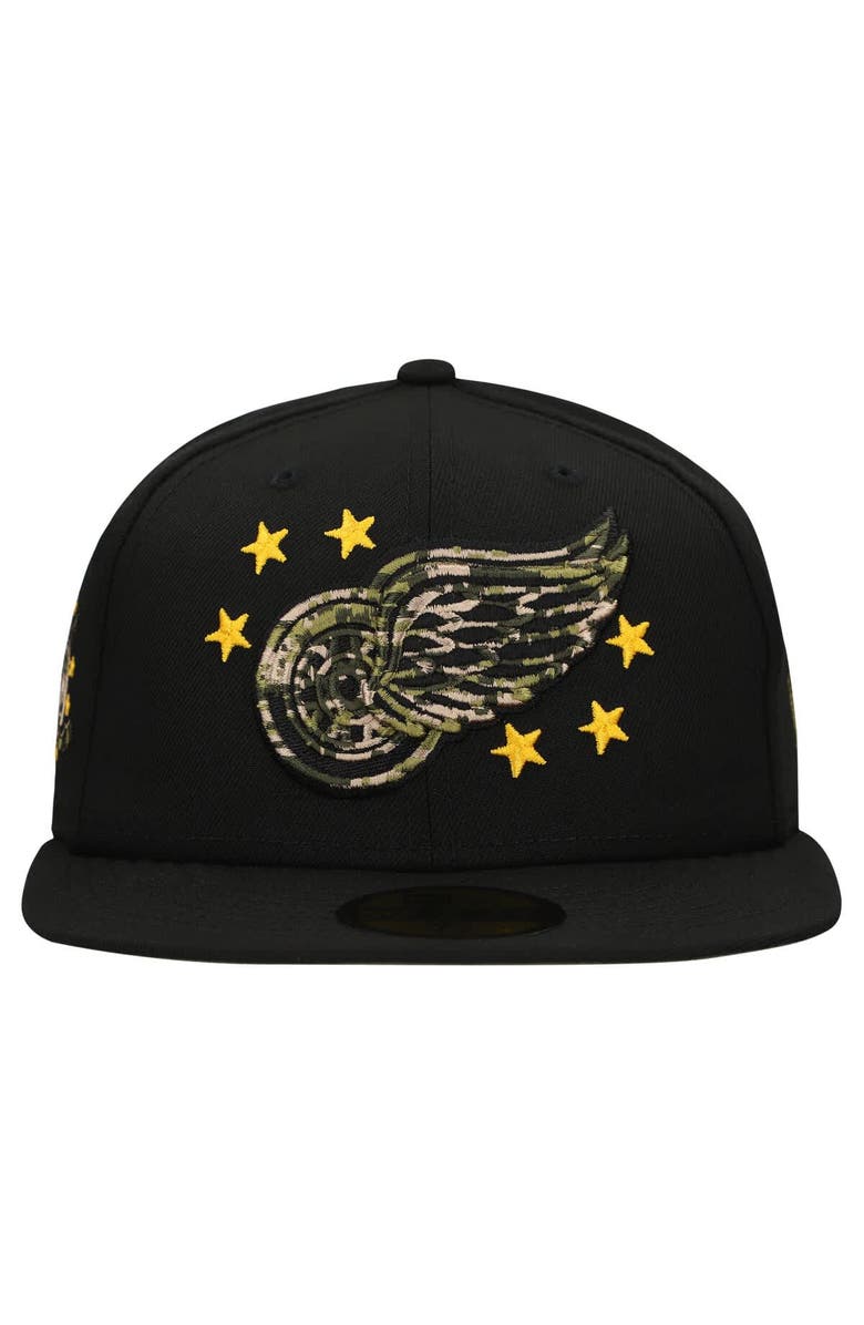 New Era Men's New Era  Black Detroit Red Wings Military Appreciation Digital Camo Stars 59FIFTY Fitted Hat, Alternate, color, Black
