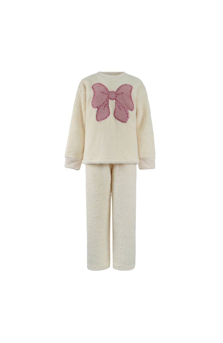 Lola + The Boys Big Bow Crystal Fuzzy Set, Main, color, White