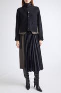 Sacai Herringbone Paneled Wool Cardigan